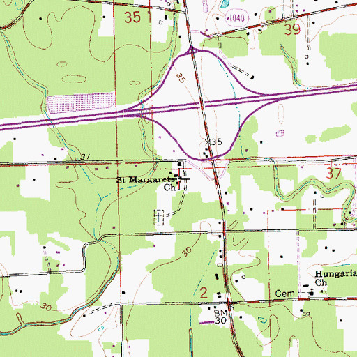 Topographic Map of Saint Margarets Church, LA