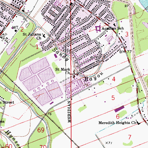 Topographic Map of Saint Marks United Methodist Church, LA