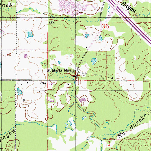 Topographic Map of Saint Marks Mission Church, LA