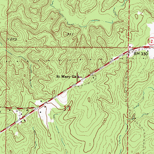 Topographic Map of Saint Mary Church, LA