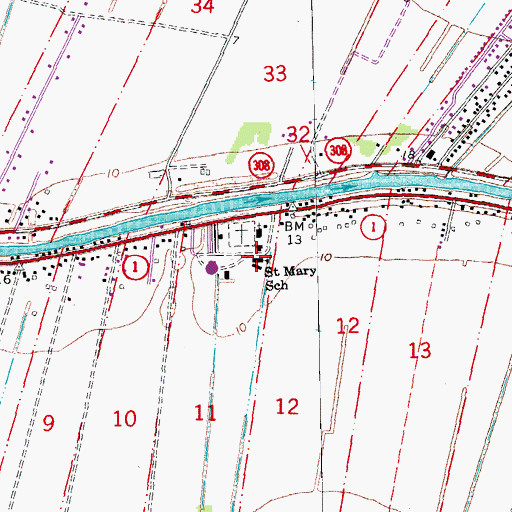 Topographic Map of Saint Mary's Nativity School, LA