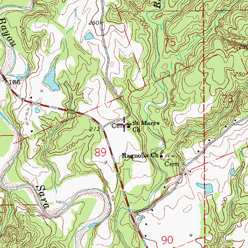 Topographic Map of Saint Marys Episcopal Church, LA