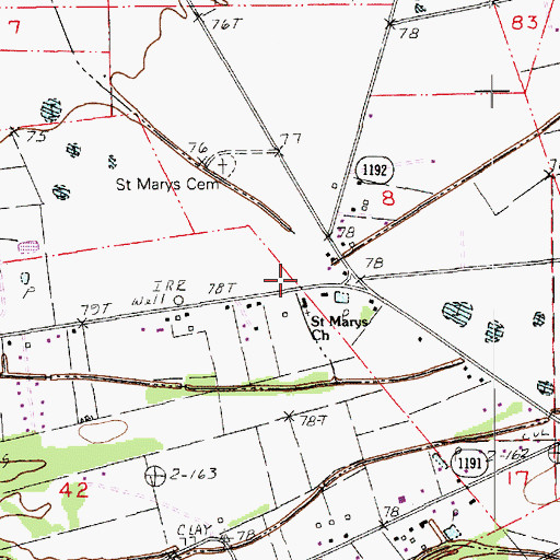 Topographic Map of Saint Marys Baptist Church, LA