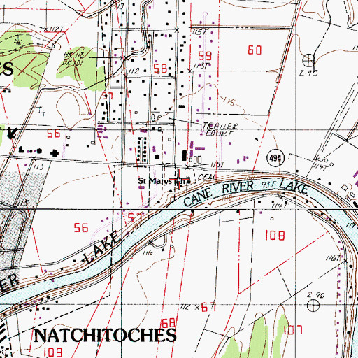 Topographic Map of Saint Marys Church, LA