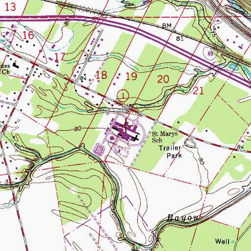 Topographic Map of Saint Mary's Residential Traning School, LA