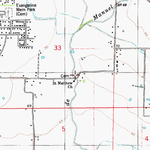 Topographic Map of Saint Matthew Church, LA