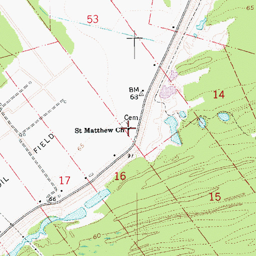 Topographic Map of Saint Matthew Church, LA