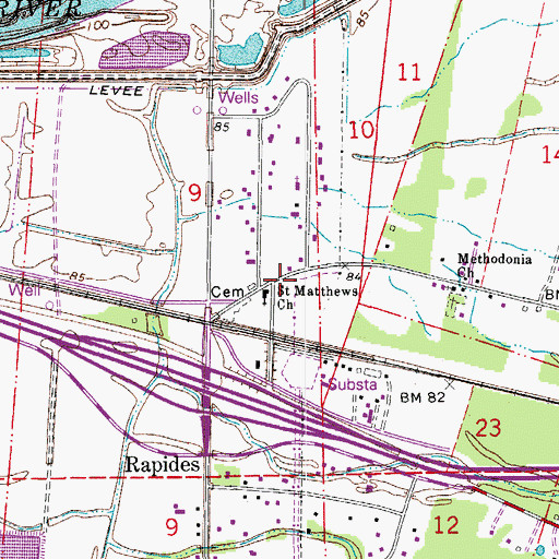 Topographic Map of Saint Matthews Baptist Church, LA