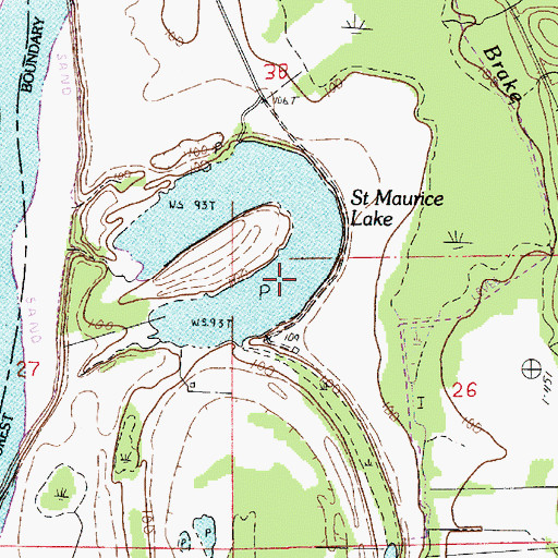 Topographic Map of Saint Maurice Lake, LA