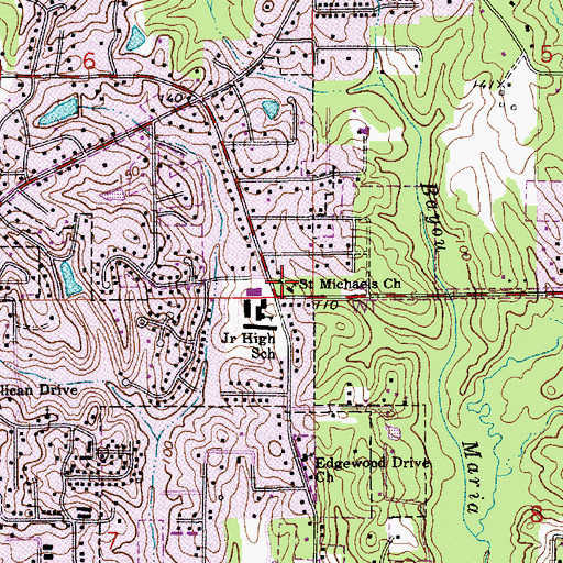 Topographic Map of Saint Michaels Church, LA