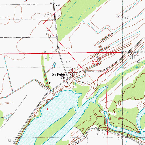 Topographic Map of Saint Peter Church, LA