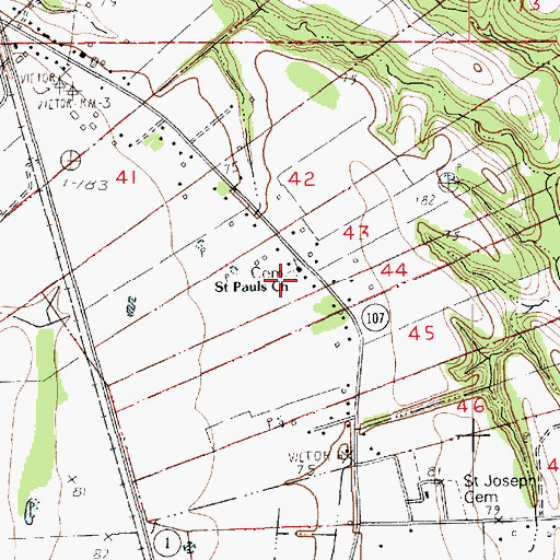 Topographic Map of Saint Pauls Church, LA