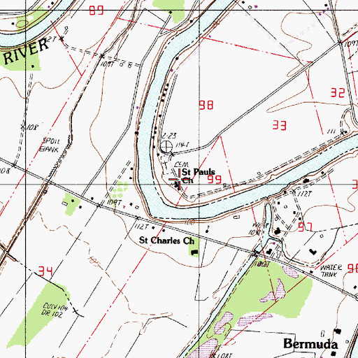 Topographic Map of Saint Paul Baptist Church, LA