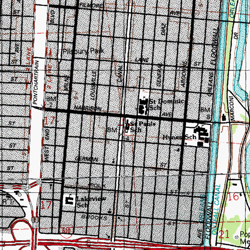 Topographic Map of Saint Paul's Episcopal School, LA
