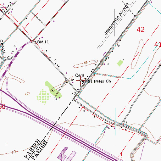 Topographic Map of Saint Peter United Methodist Church, LA