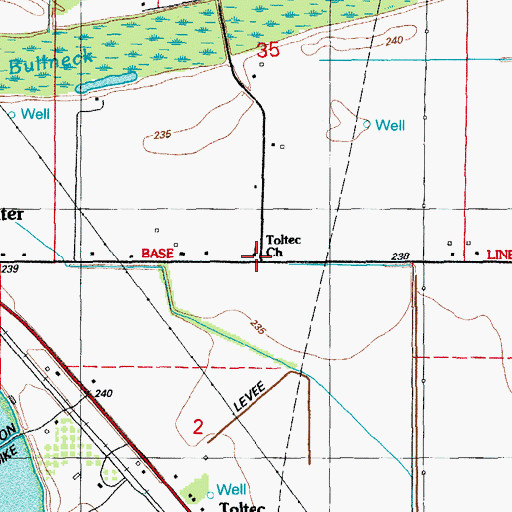 Topographic Map of Toltec Church, AR