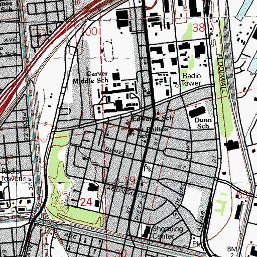 Topographic Map of Saint Philips School, LA