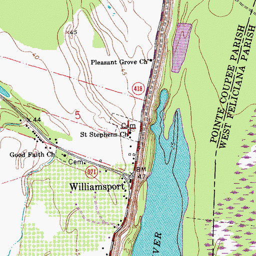 Topographic Map of Saint Stephens Episcopal Church, LA