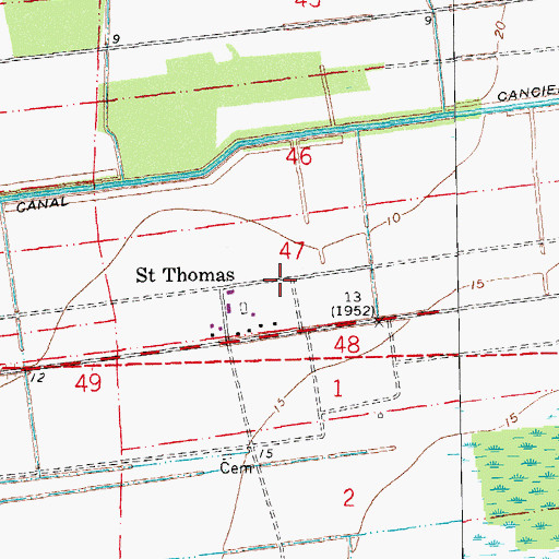 Topographic Map of Saint Thomas, LA