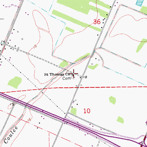 Topographic Map of Saint Thomas Baptist Church, LA