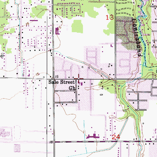 Topographic Map of Sale Street Baptist Church, LA
