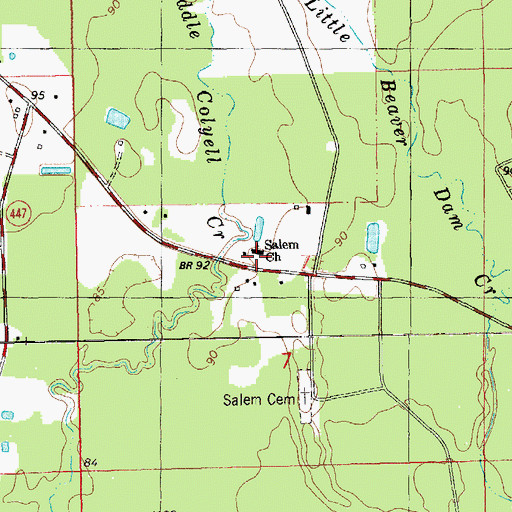 Topographic Map of Salem Baptist Church, LA