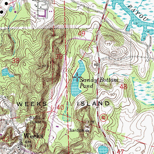 Topographic Map of Sandy Bottom Pond, LA