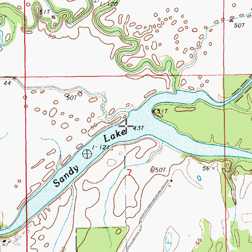 Topographic Map of Sandy Lake, LA