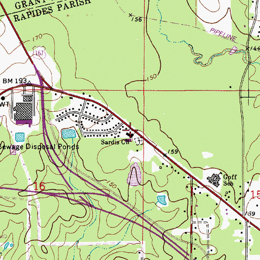 Topographic Map of South Sarepta Oil and Gas Field, LA