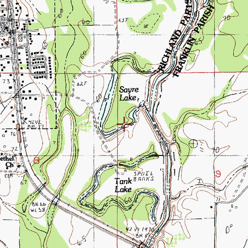 Topographic Map of Sayre Lake, LA