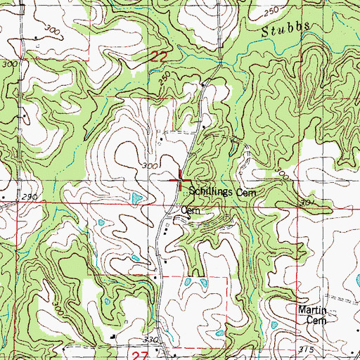 Topographic Map of Schillings Cemetery, LA