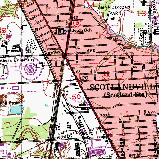 Topographic Map of Scotlandville, LA