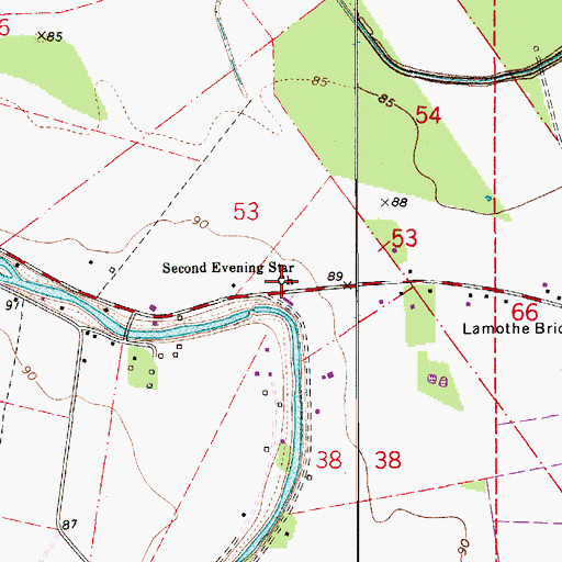 Topographic Map of Second Evening Star Baptist Church, LA