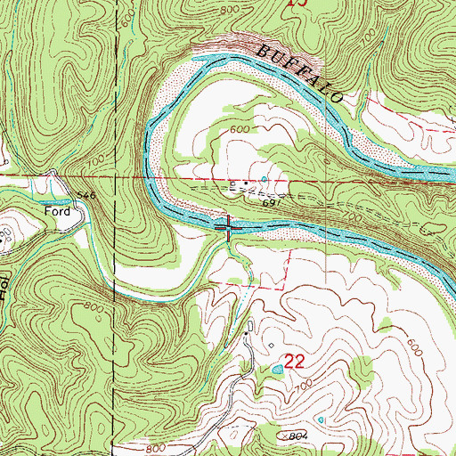 Topographic Map of Tomahawk Creek, AR
