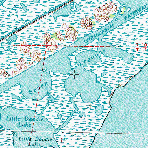 Topographic Map of Seven Lagoons, LA