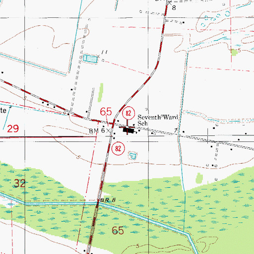 Topographic Map of Seventh Ward Elementary School, LA