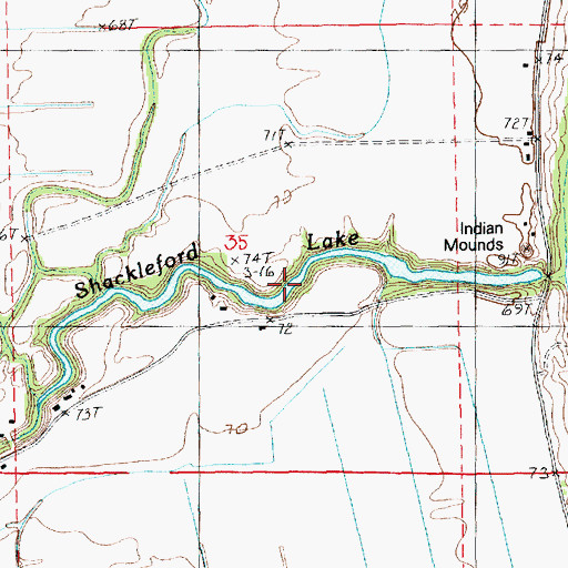 Topographic Map of Shackleford Lake, LA