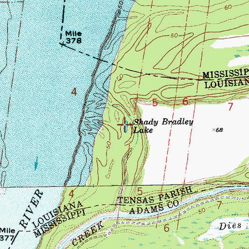Topographic Map of Shady Bradley Lake, LA
