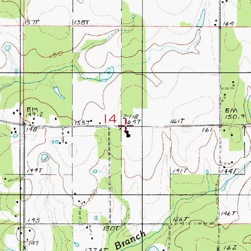 Topographic Map of Shady Grove Church, LA