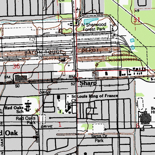 Topographic Map of Sharp, LA