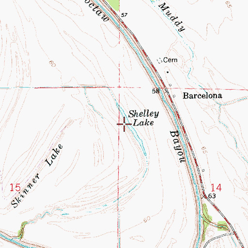 Topographic Map of Shelley Lake, LA