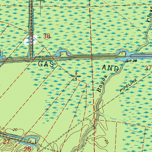 Topographic Map of Sherburne Gas and Oil Field, LA