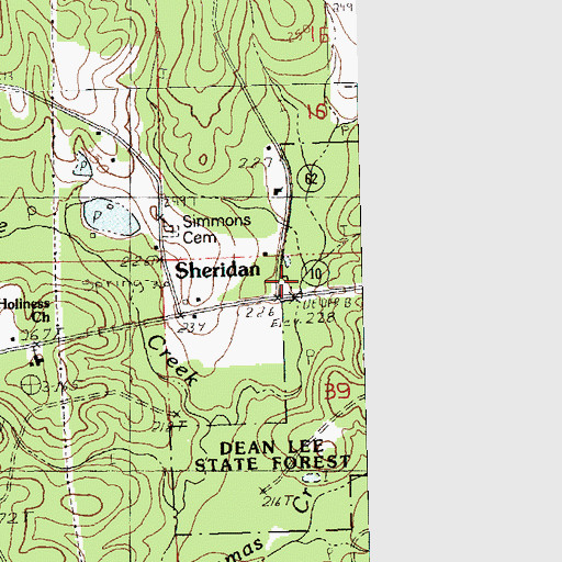 Topographic Map of Sheridan, LA