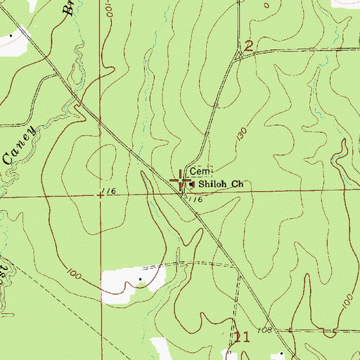 Topographic Map of Shiloh Baptist Church, LA