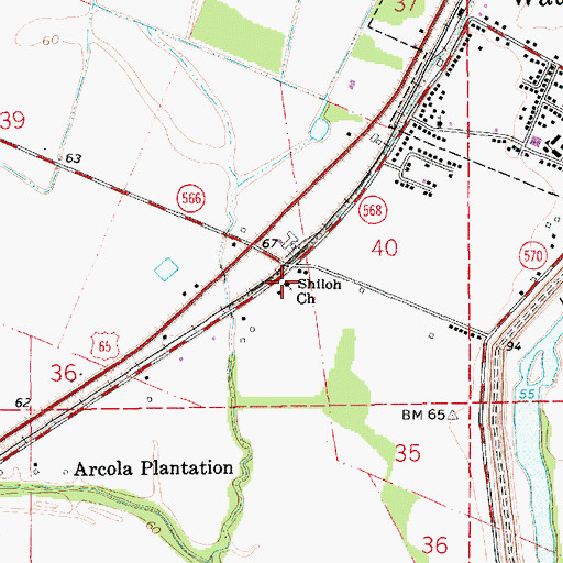Topographic Map of Shiloh Baptist Church, LA