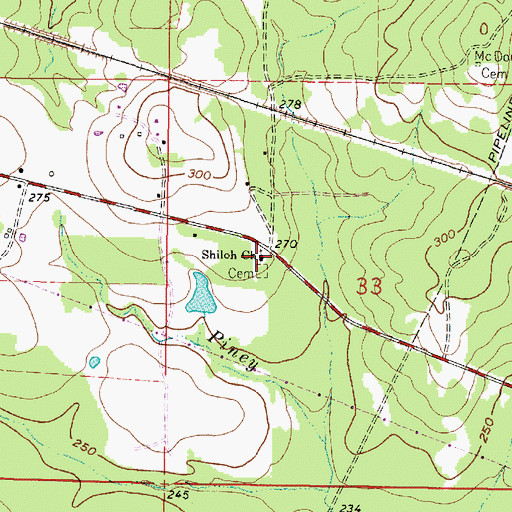Topographic Map of Shiloh Baptist Church, LA