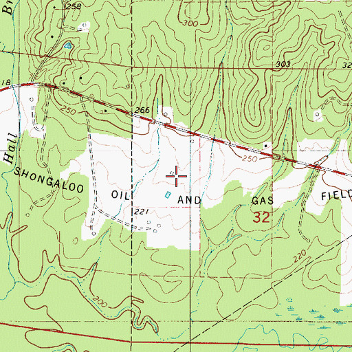 Topographic Map of Shongaloo Oil and Gas Field, LA