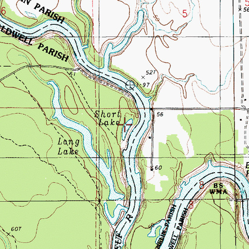 Topographic Map of Short Lake, LA