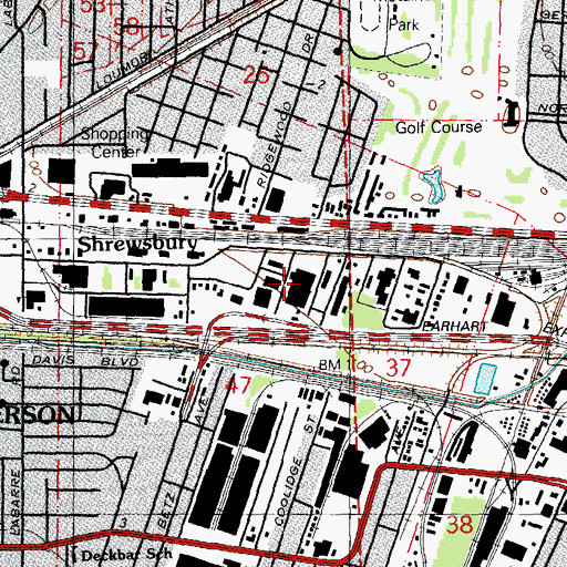 Topographic Map of Shrewsbury, LA