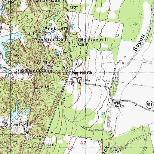 Topographic Map of Sicily Island Cemetery, LA